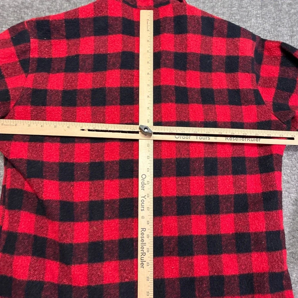 Pine Hill Flannel Shirt Jacket Men L Red Buffalo Plaid Wool Blend Quilted Lining